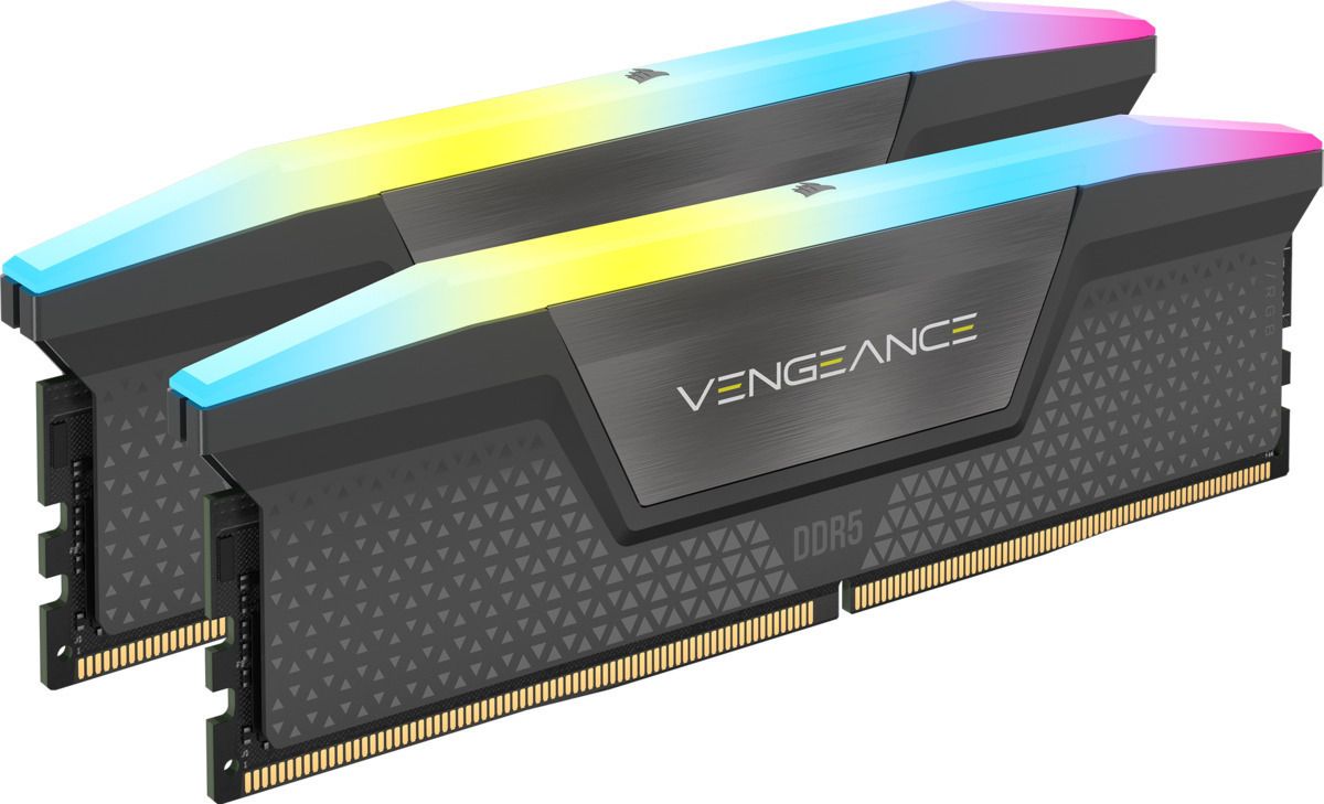 CORSAIR VENGEANCE RGB 32GB 2x16GB DDR5 6000MT/s DIMM Unbuffered 36-36-36-76 Std PMIC AMD EXPO Cool Grey Heatspreader Black PCB 1.35V